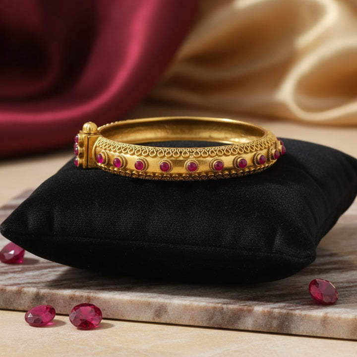 Silver gold plated red bangle