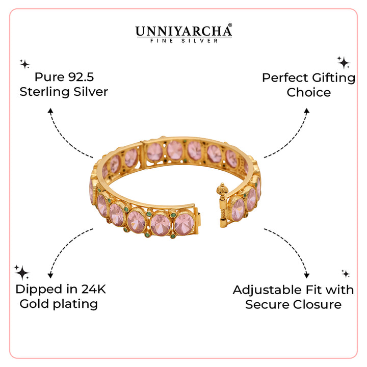 Silver Pink Quartz Bangle