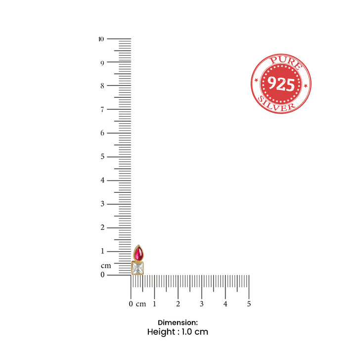 92.5 Silver Cubic red Drop Stud Earrings