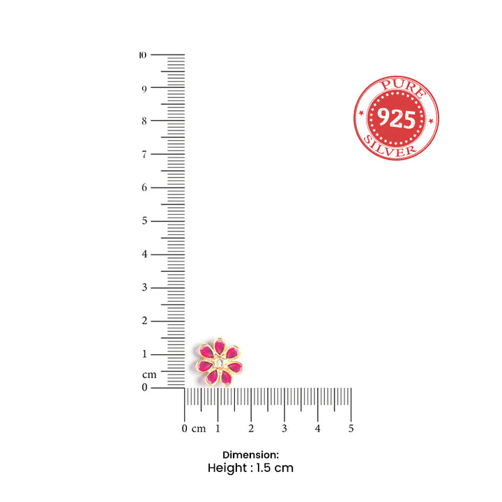 92.5 Silver Red Hydro Flower Stud Earrings