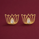 92.5 Silver White Kundan Sacred Lotus Stud Earrings