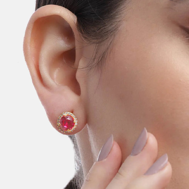 92.5 silver red stone earrings