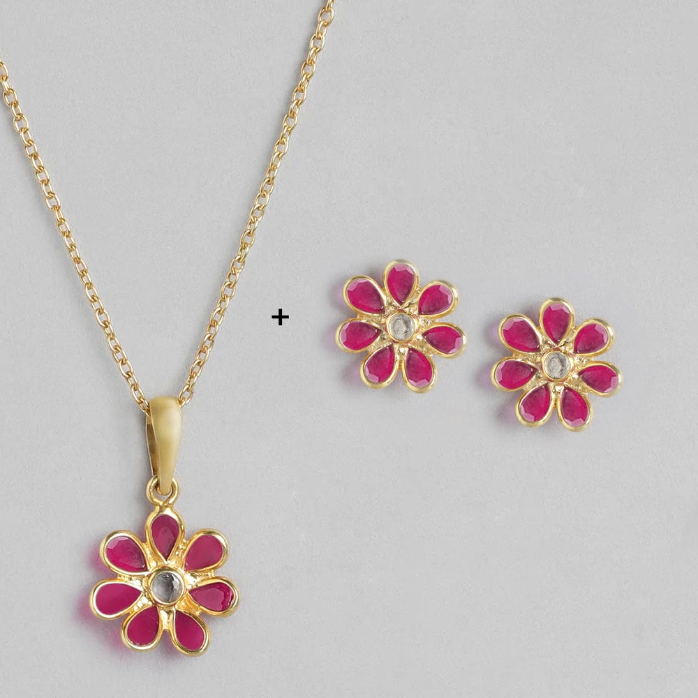 92.5 Silver Red Hydro Flower Necklace