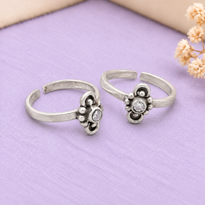 Little Flower Stone Toe Ring (Pair)