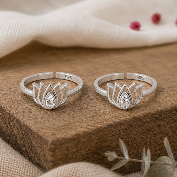 925 Sterling Silver Lotus Toe Ring
