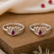 92.5 Sterling Silver Lotus Toe ring with Pink stone