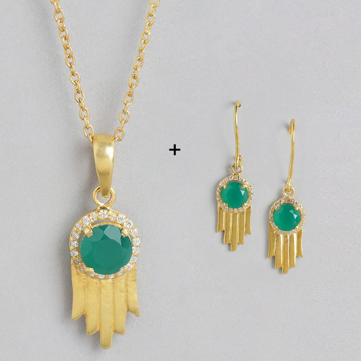 92.5 Silver Green Hamsa Earrings