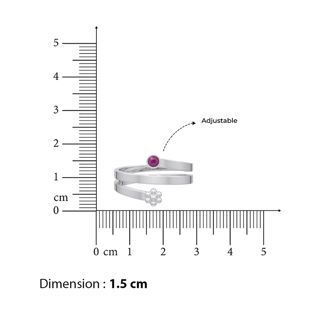 92.5 Sterling Silver Red Pota Toe Ring (Pair)