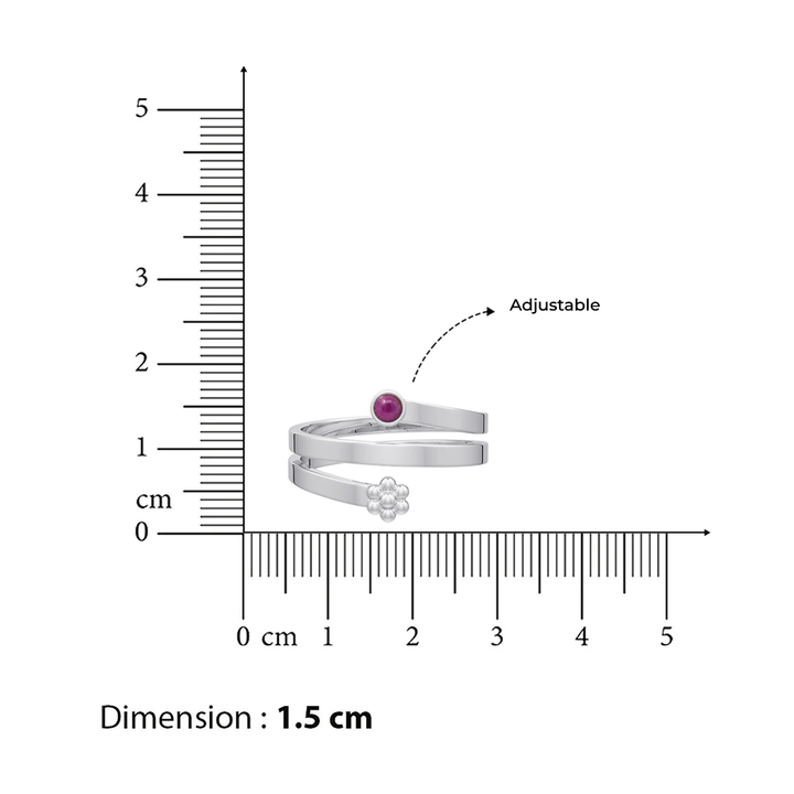 92.5 Sterling Silver Red Pota Toe Ring (Pair)