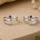 92.5 Sterling Silver Red Pota Toe Ring (Pair)
