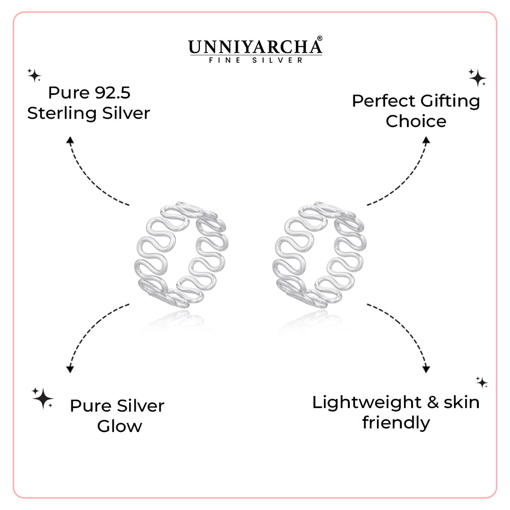 92.5 Sterling Silver Cursive Toe Ring (Pair)