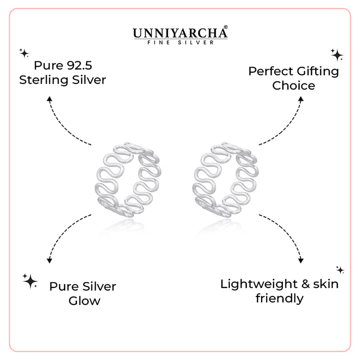 92.5 Sterling Silver Cursive Toe Ring (Pair)