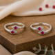 92.5 Sterling Silver Red Toe Ring