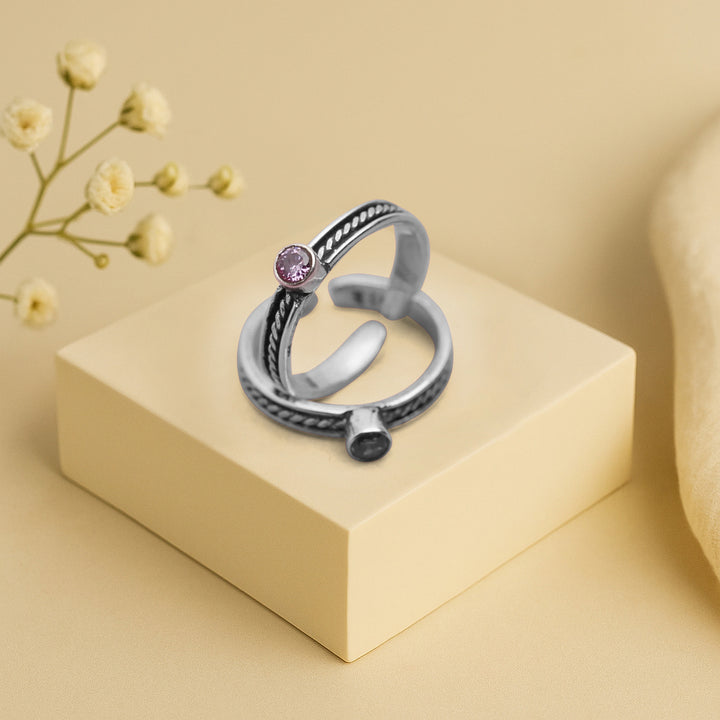 Silver Amethyst Zircon Toe Ring