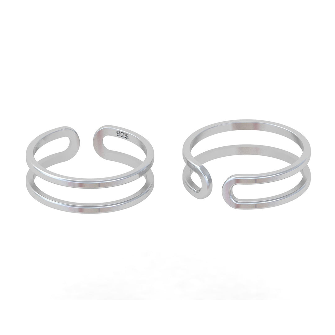 925 Sterling Silver Double Wired Toe Ring (Pair)