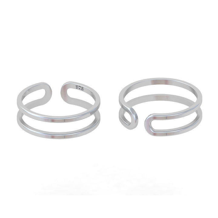 925 Sterling Silver Double Wired Toe Ring (Pair)