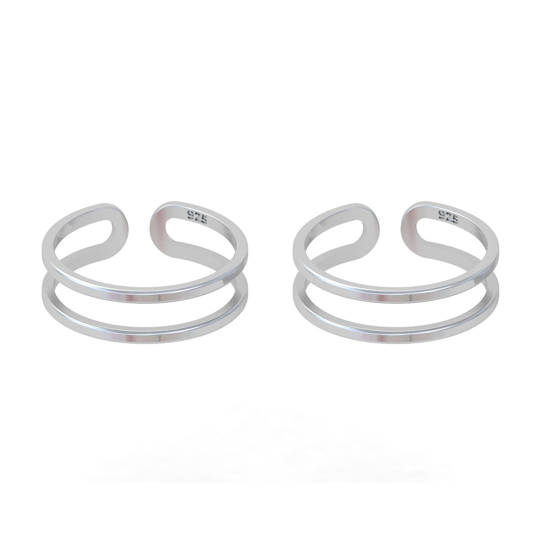 925 Sterling Silver Double Wired Toe Ring (Pair)
