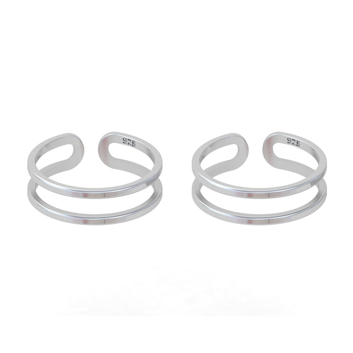 925 Sterling Silver Double Wired Toe Ring (Pair)