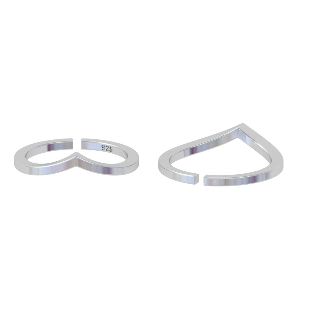 925 Sterling Silver Chevron Toe Ring (Pair)