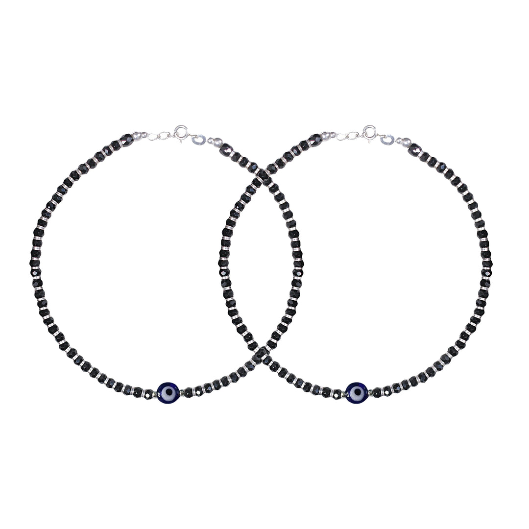 Silver Evil Eye Protector Anklet