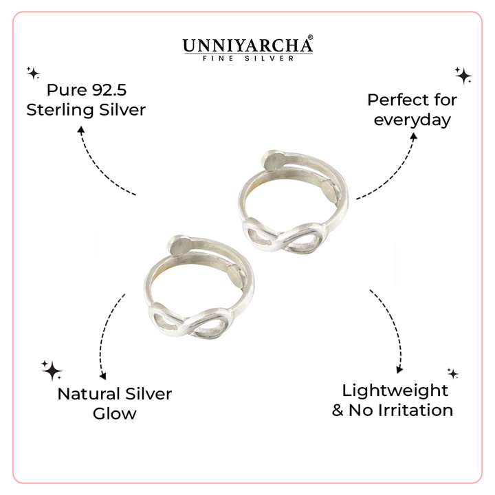 92.5 Sterling Silver Infinity Toe Ring (Pair)