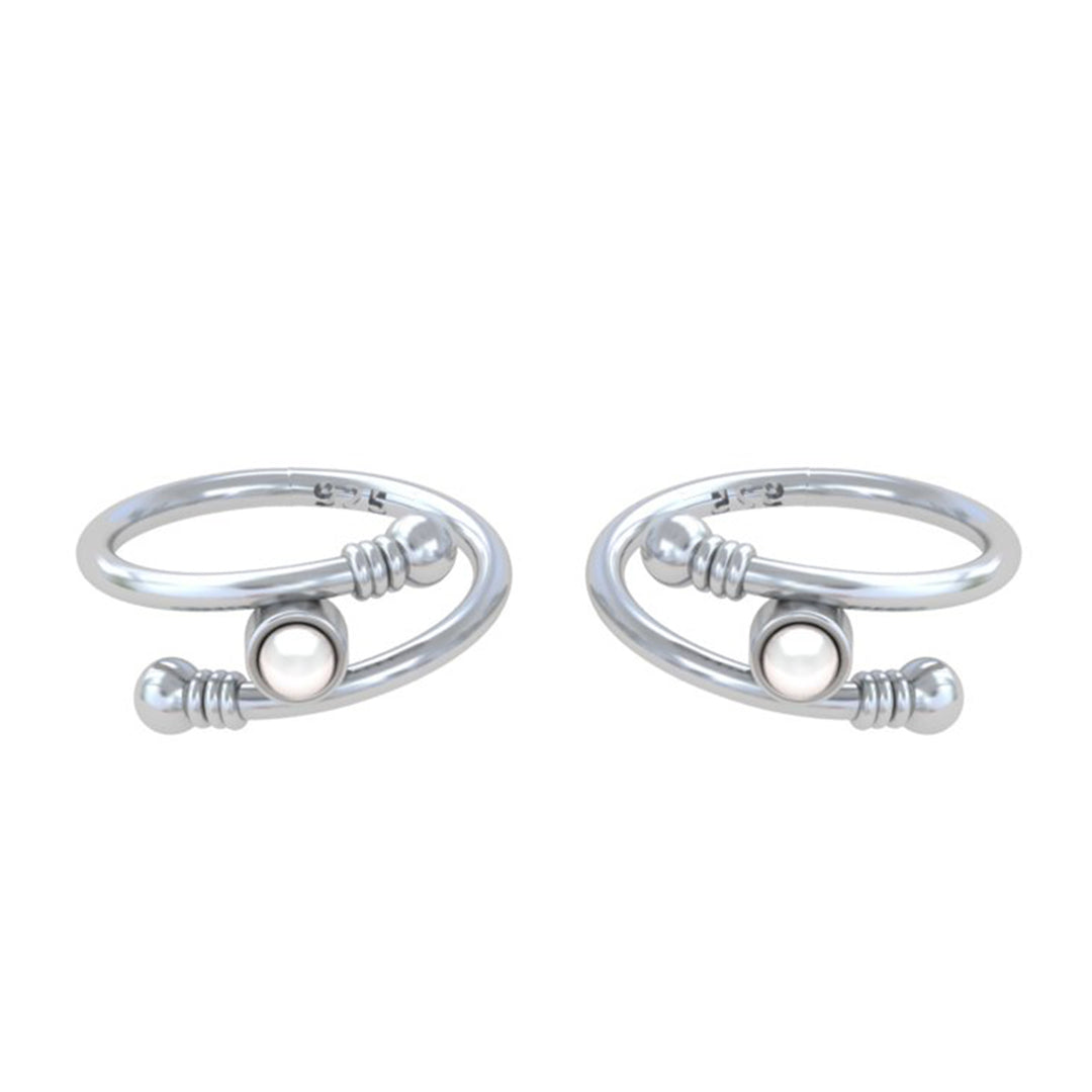 Pearl Adjustable Sterling 92.5 Sterling Silver Toe Ring (Pair)