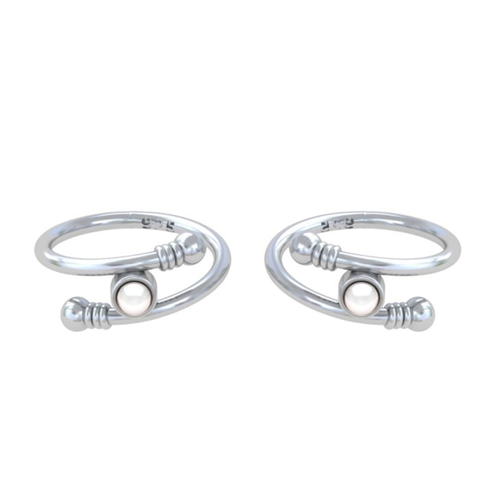 Pearl Adjustable Sterling 92.5 Sterling Silver Toe Ring (Pair)