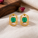925 Silver Emerald Hexagon Stud Earrings