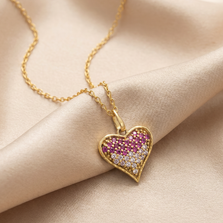 Unniyarcha 925 Pure Silver Ombre Heart Necklace