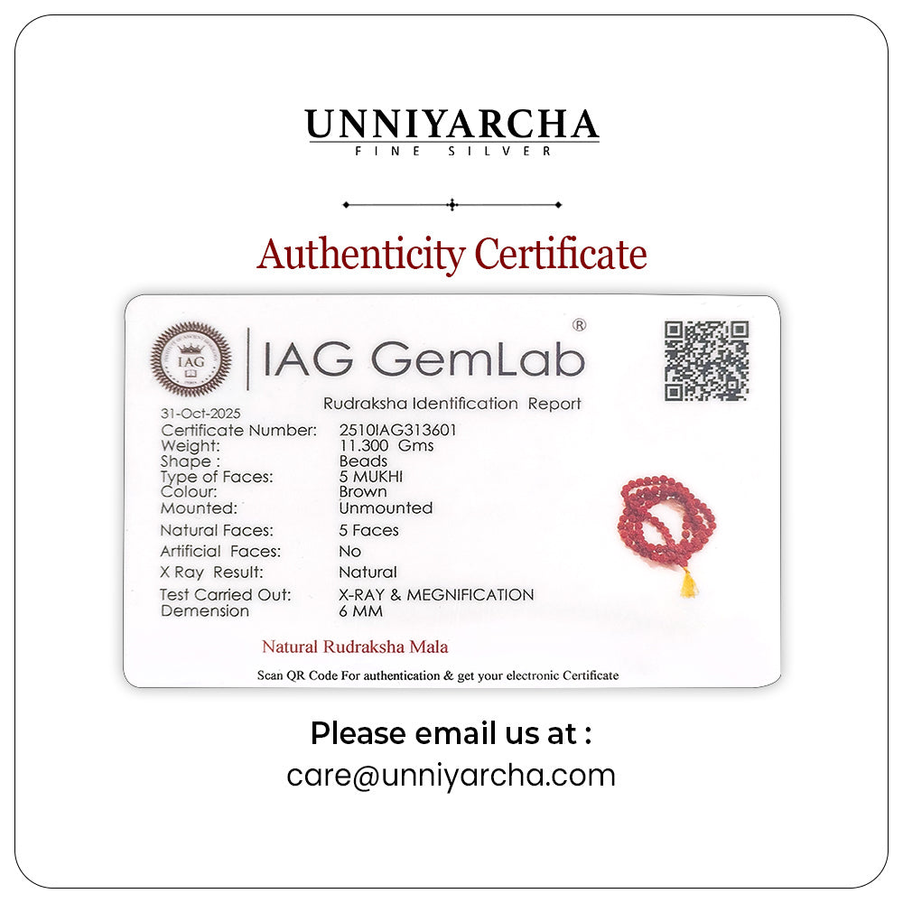 5 Mukhi Authentic Rudraksha Mala