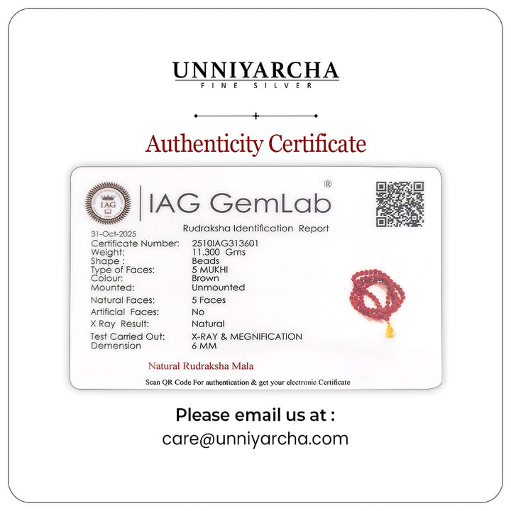 5 Mukhi Authentic Rudraksha Mala