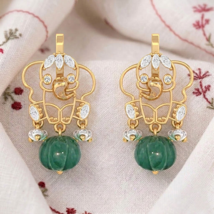 925 Pure Silver Elephant Pearl bugadi Earring