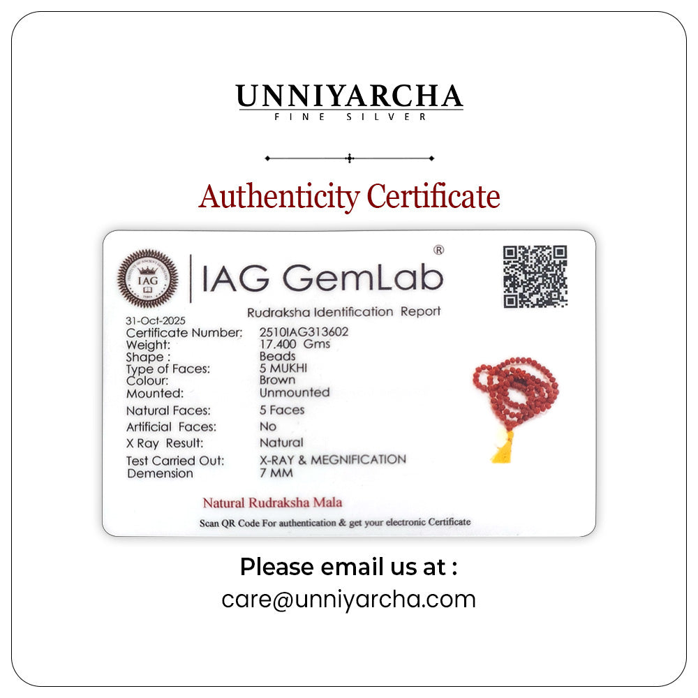 5 Mukhi Authentic Rudraksha Mala