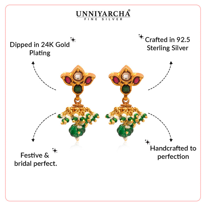 Silver 925 Lotus 24 Karat gold plated jhumki Earrings