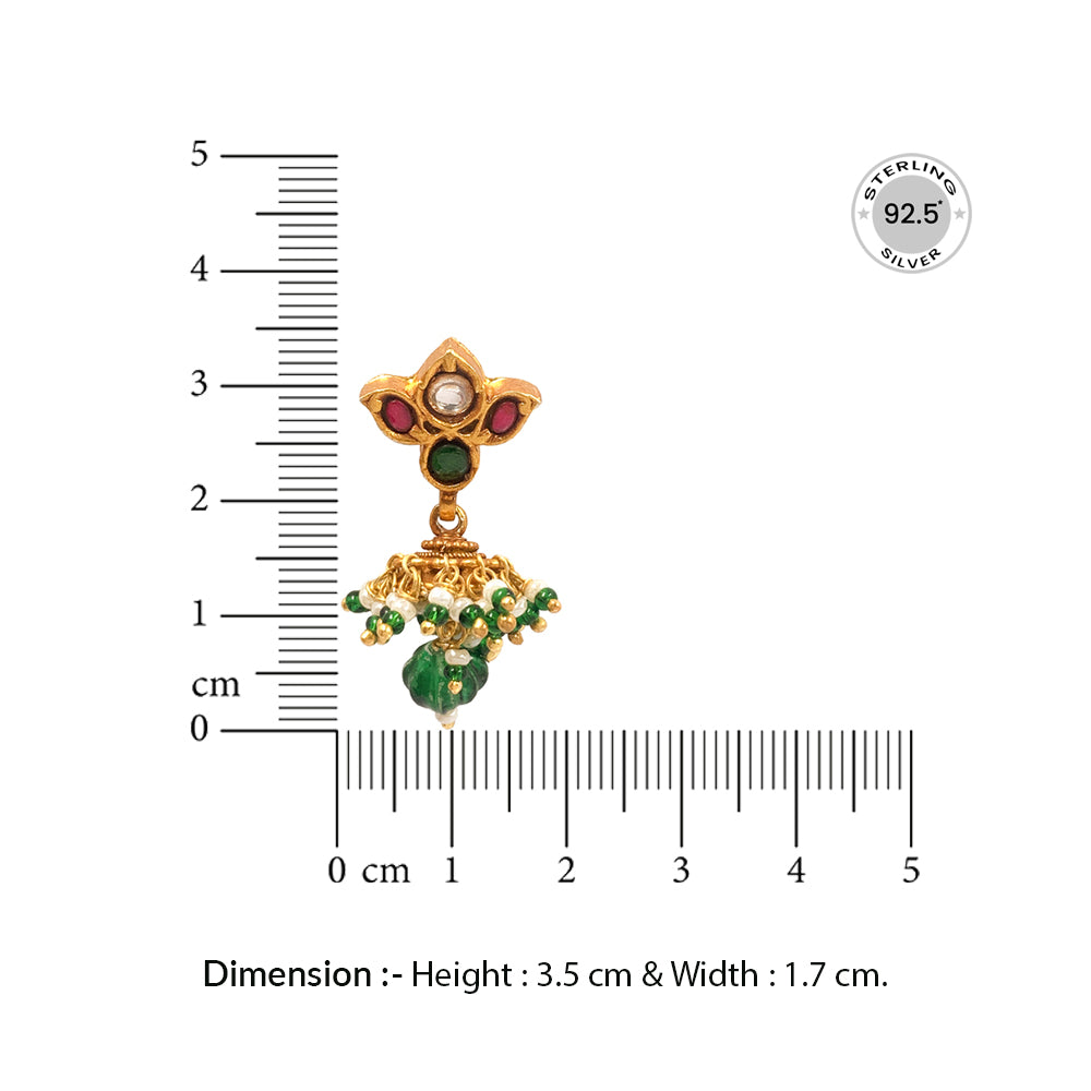 Silver 925 Lotus 24 Karat gold plated jhumki Earrings