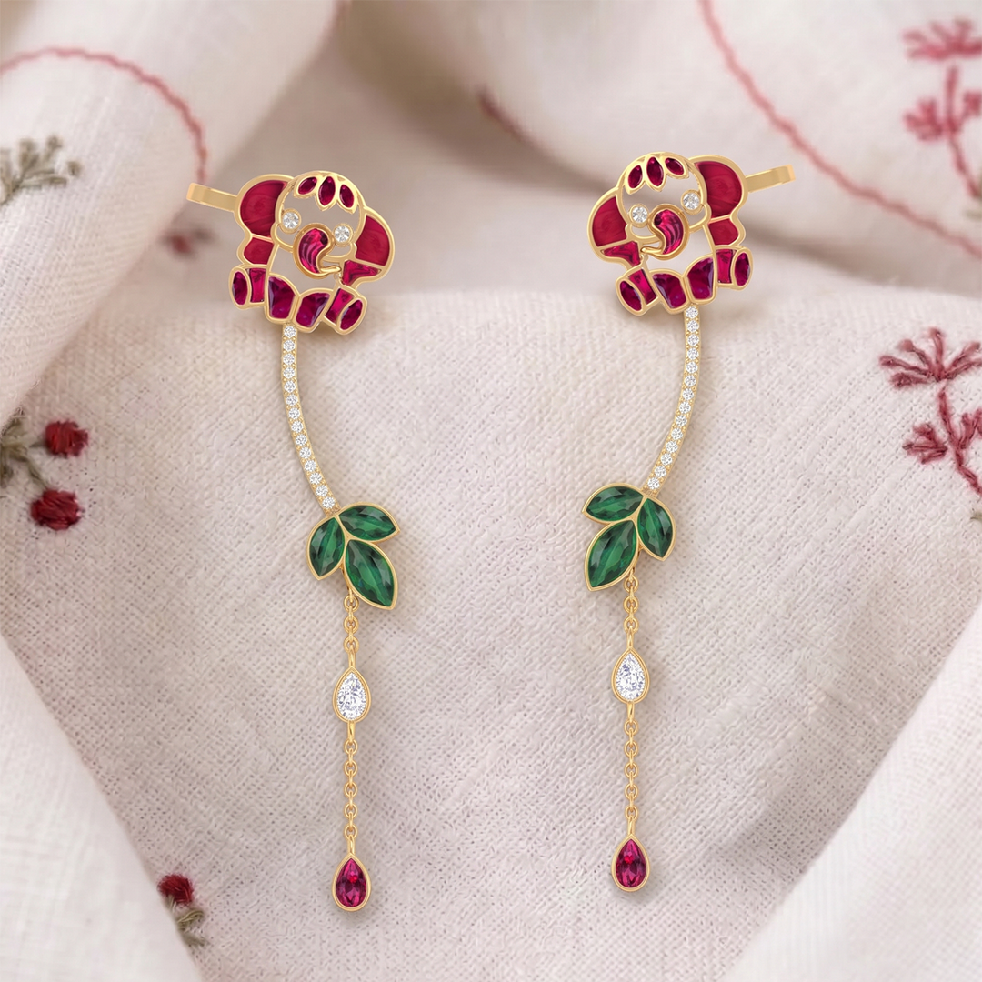 925 Pure Silver Elephant Vine Ear Cuff Earring