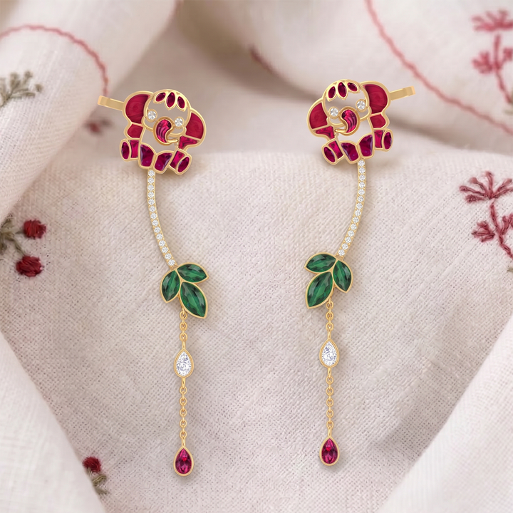 925 Pure Silver Elephant Vine Ear Cuff Earring