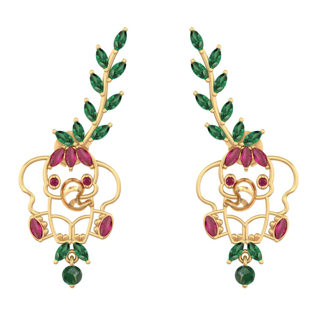 925 Pure Silver Elephant Leaf Ear Cuff Earring