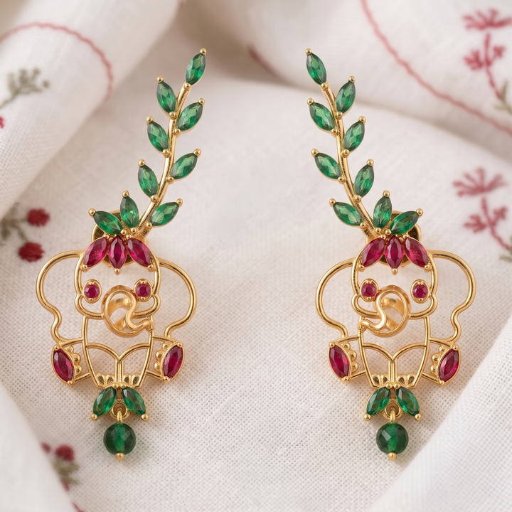 925 Pure Silver Elephant Leaf Ear Cuff Earring