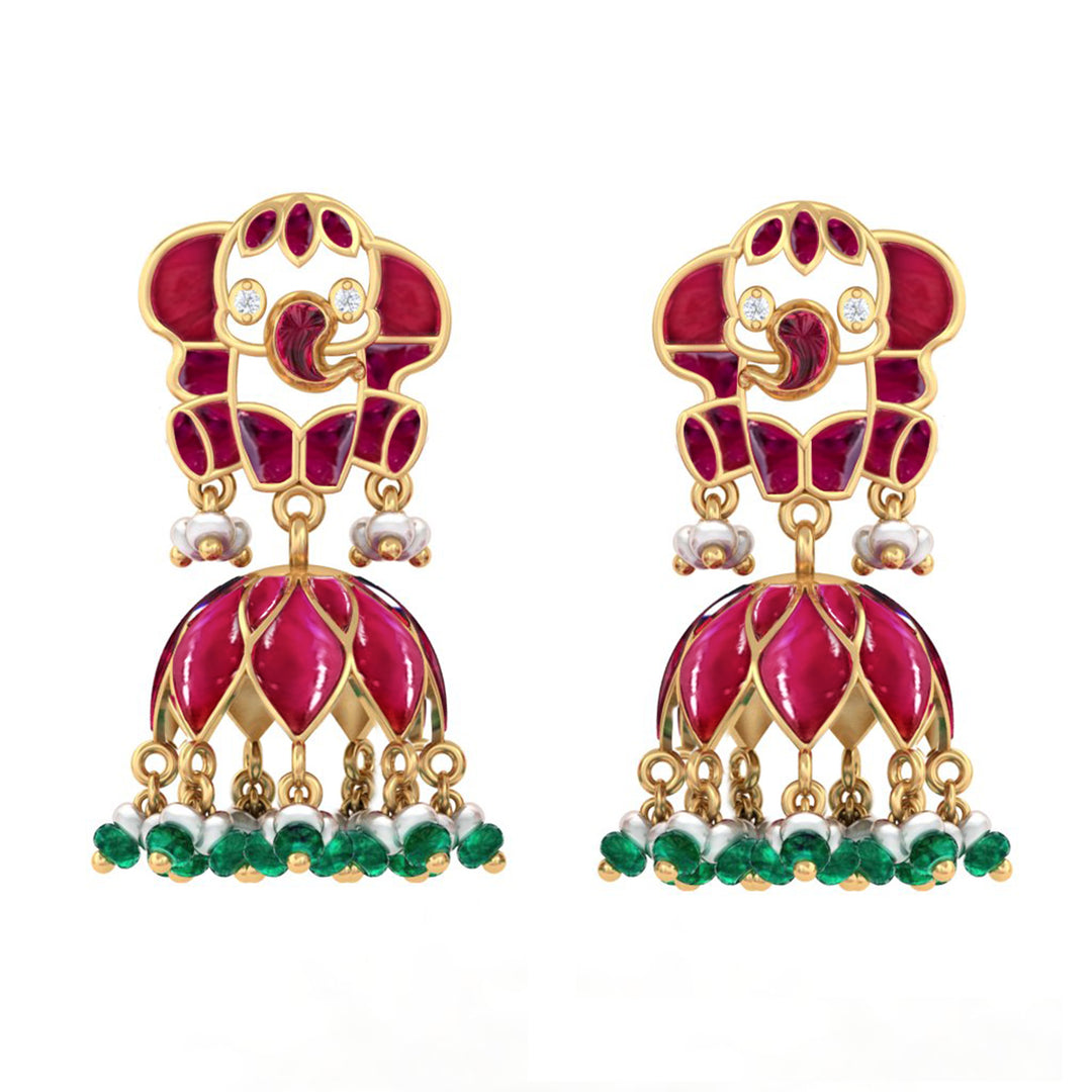 925 Pure Silver Elephant Jhumka