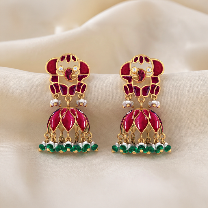 925 Pure Silver Elephant Jhumka