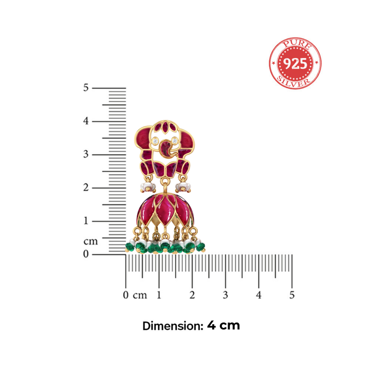 925 Pure Silver Elephant Jhumka