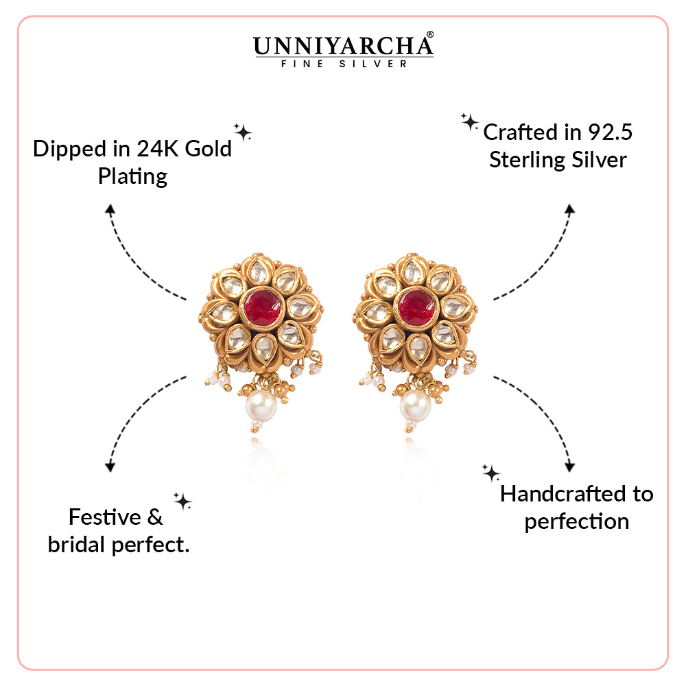 Silver 925 Phool Padma Stud Earrings