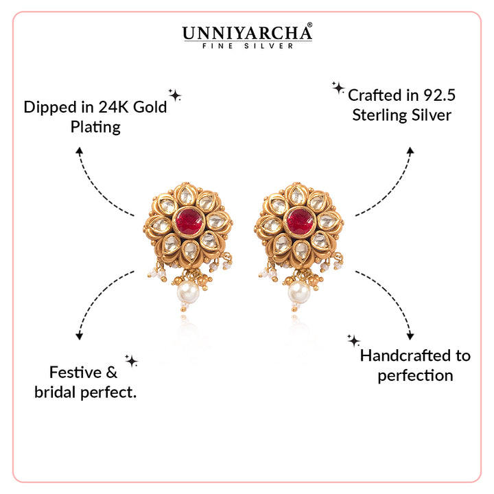 Silver 925 Phool Padma Stud Earrings