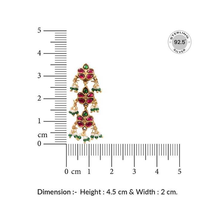 Silver Kundan Phool Dangler Earrings