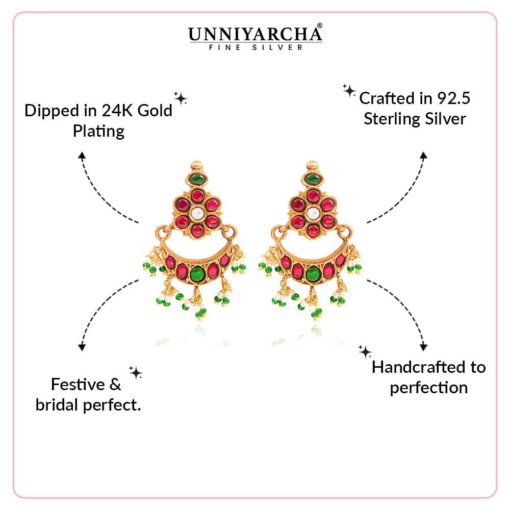 Silver 925 Phool Chandbali Earrings