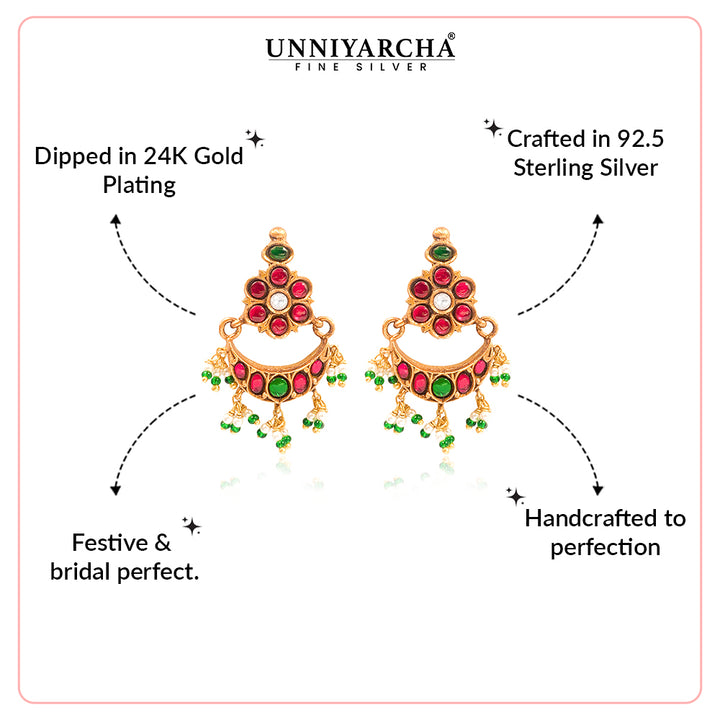 Silver 925 Phool Chandbali Earrings