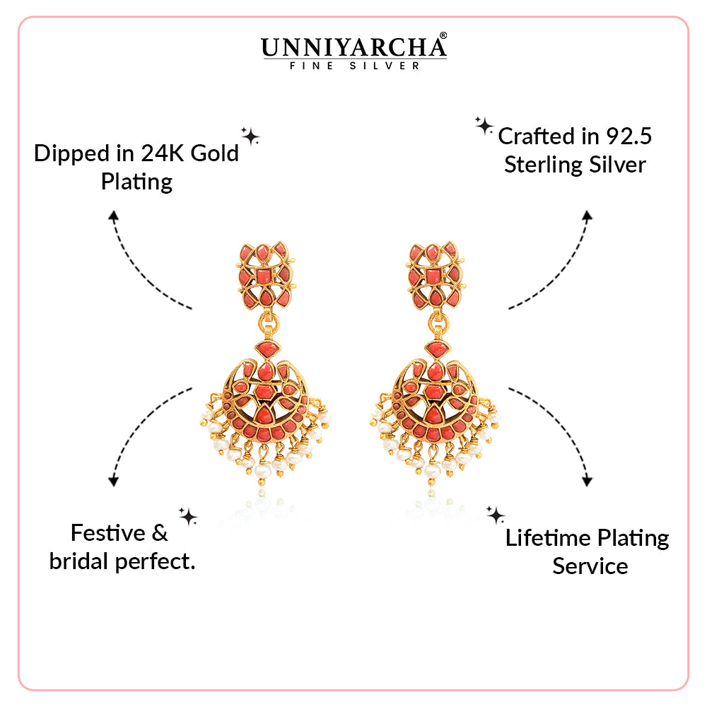 Silver 925 Pearl Chand Bali Earrings