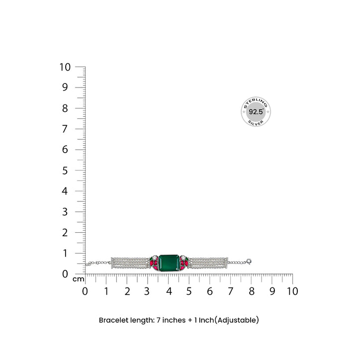 Mithu Emerald Charm Silver Bracelet