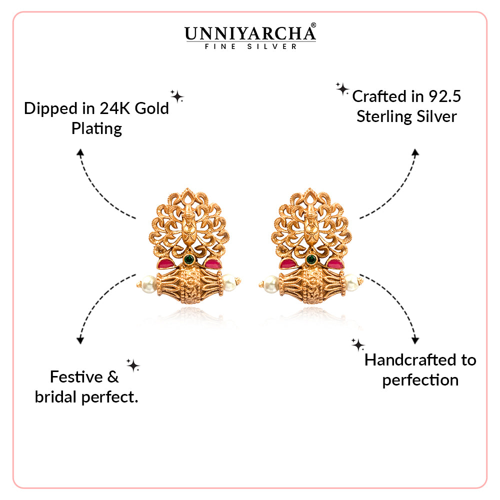 Silver 925 Peacock Stud Silver Earrings